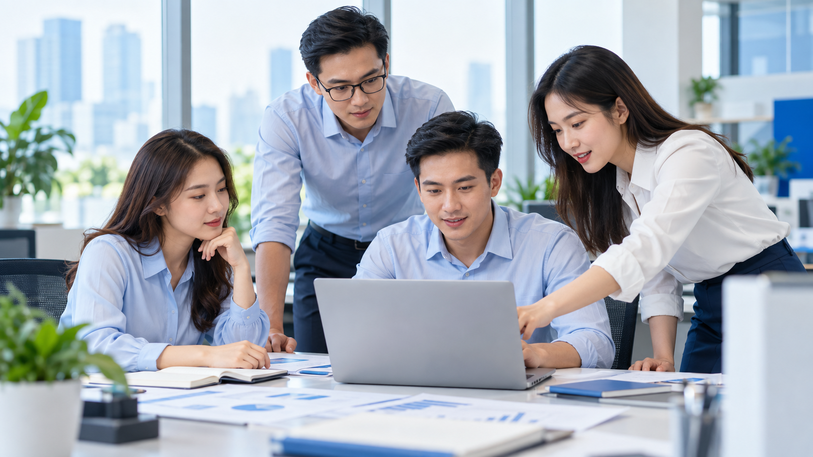 Đội ngũ doanh nghiệp cùng rà soát công việc trên hệ thống