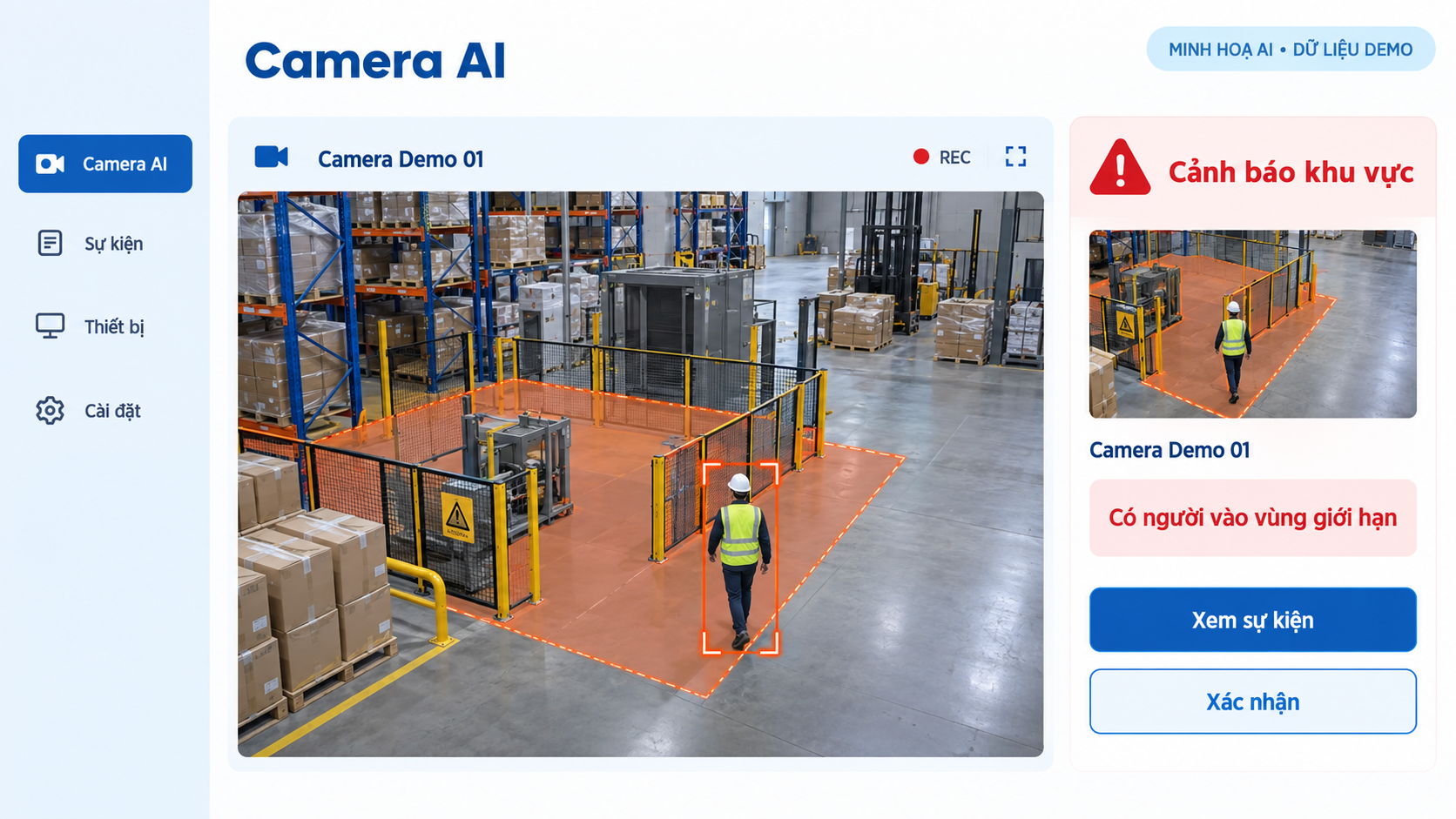 Camera AI cảnh báo khu vực