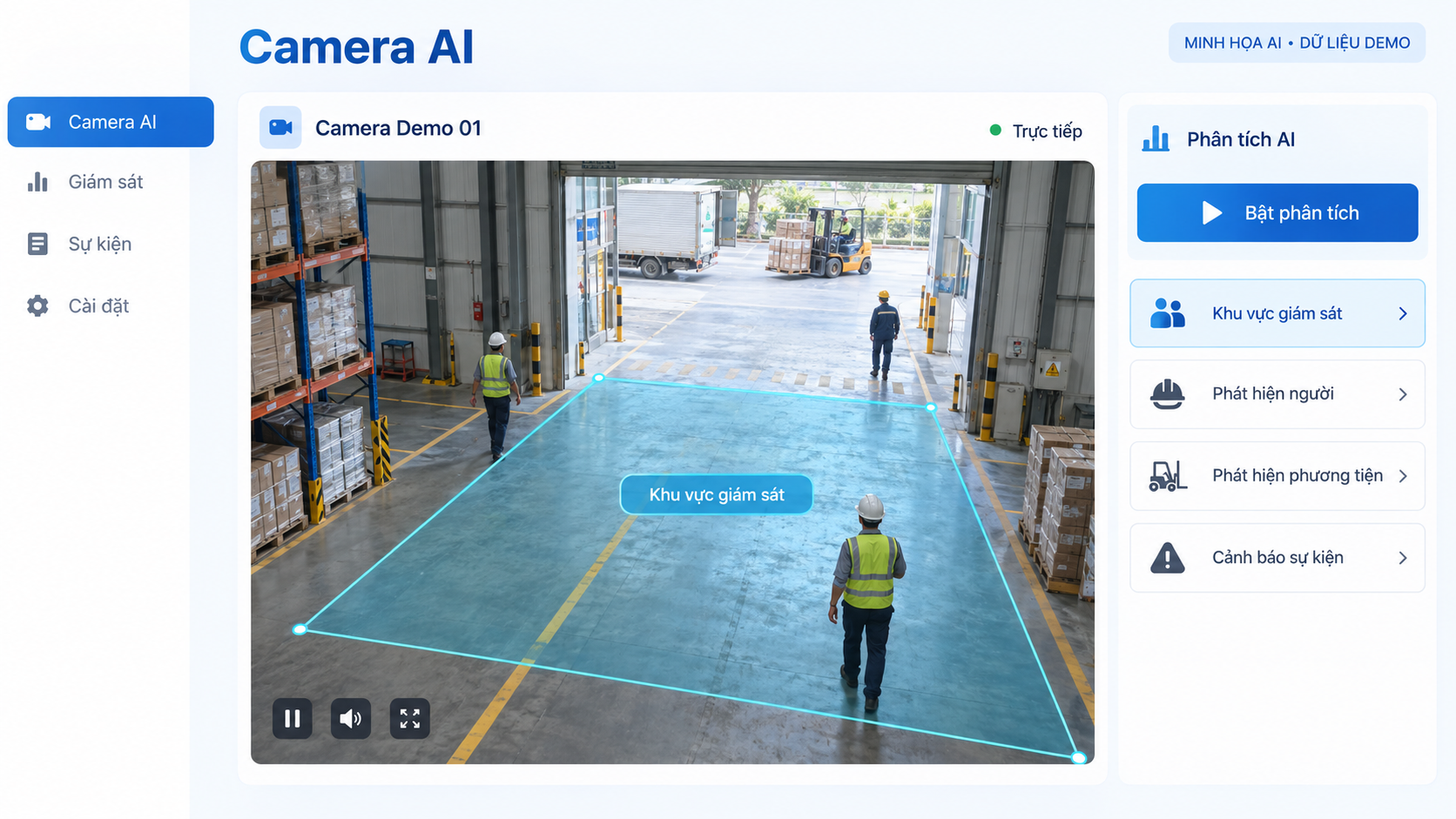 Camera AI giám sát kho công nghiệp