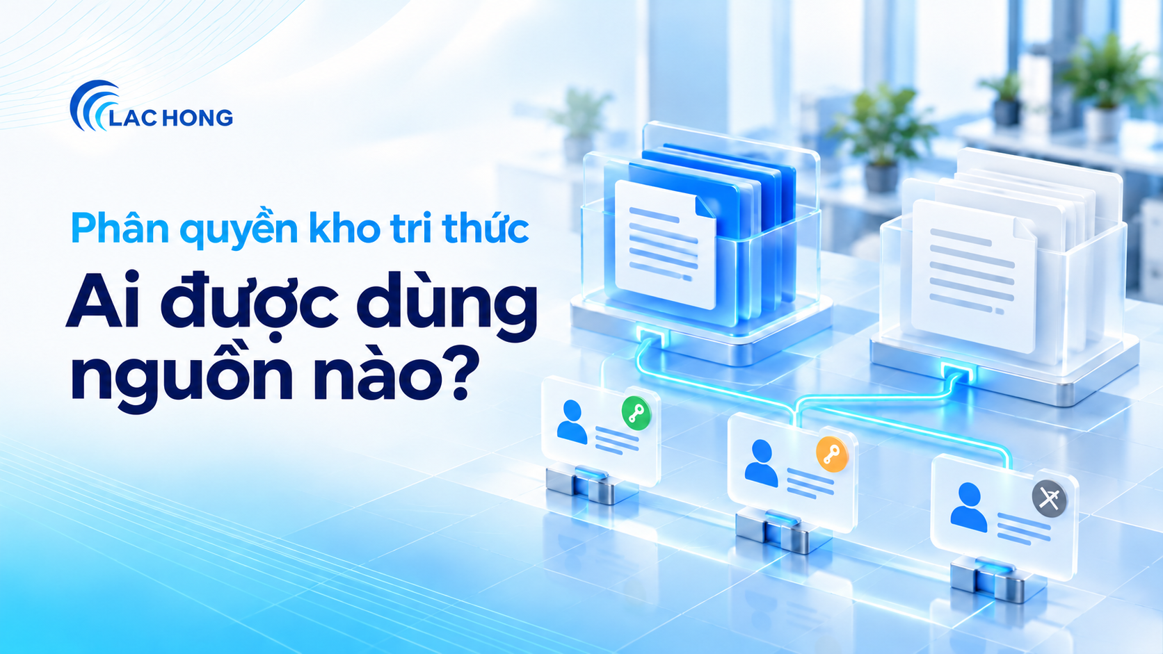 Sơ đồ phân quyền kho tri thức theo vai trò, với nguồn dùng chung và nguồn riêng