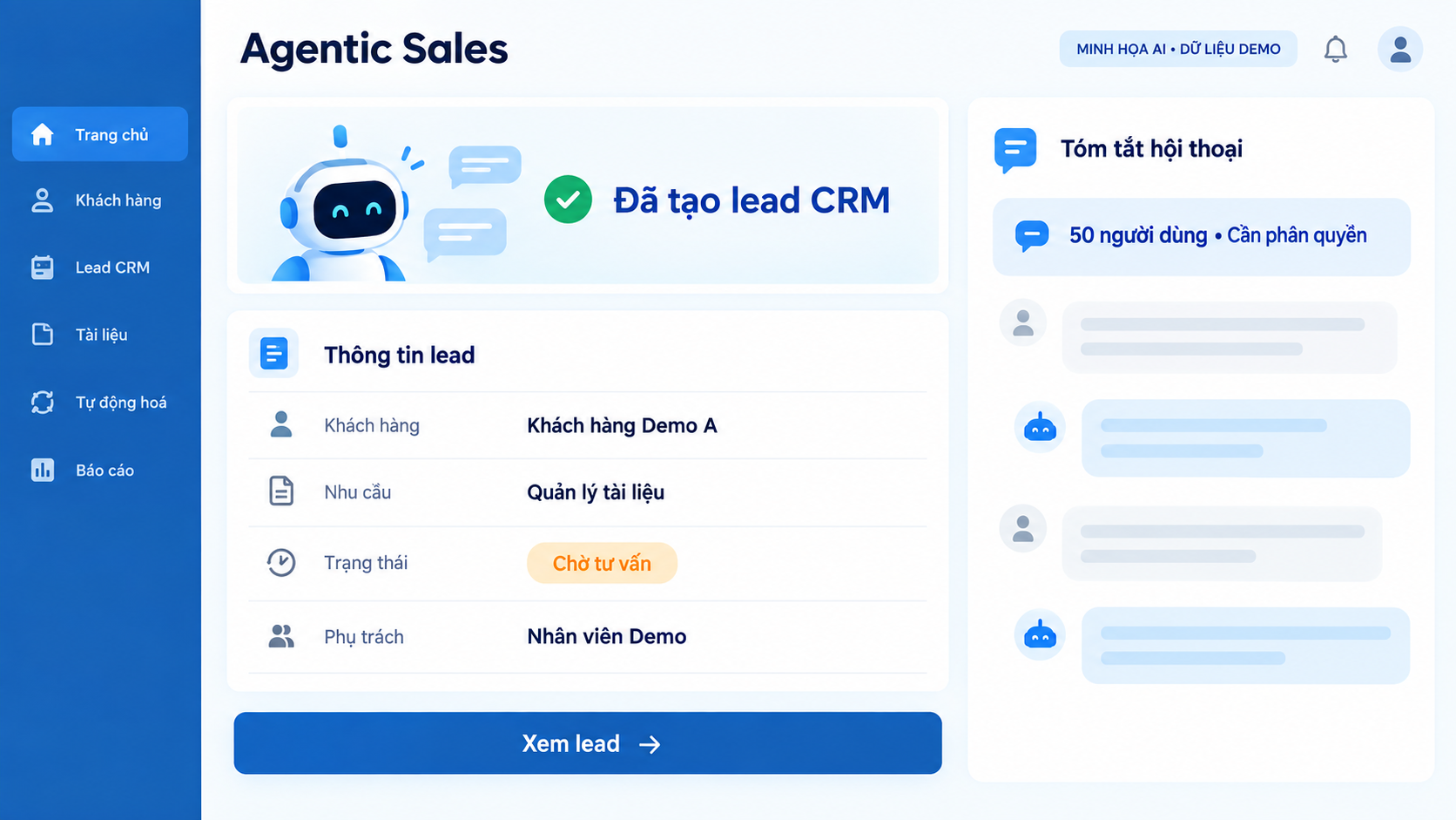 Agentic Sales: quản lý lead CRM